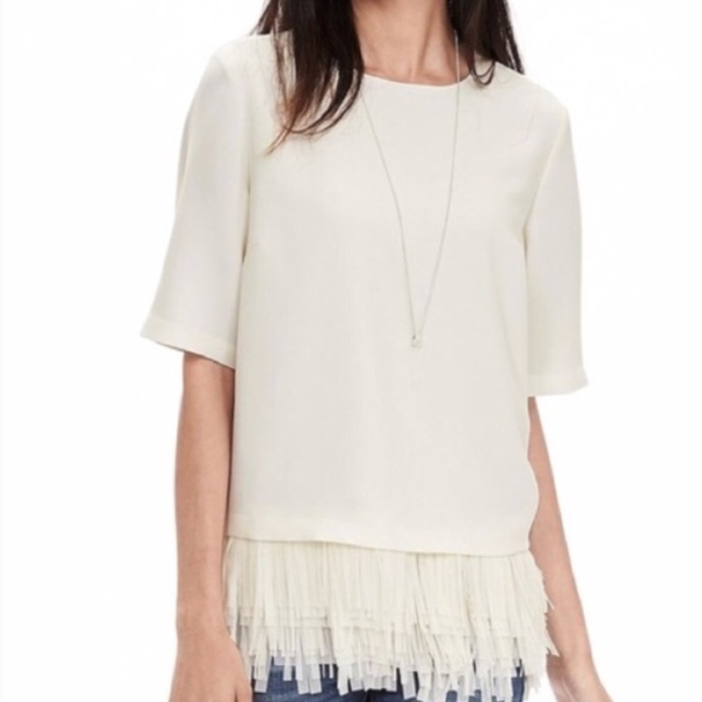 Banana Republic Crepe Fringe Top